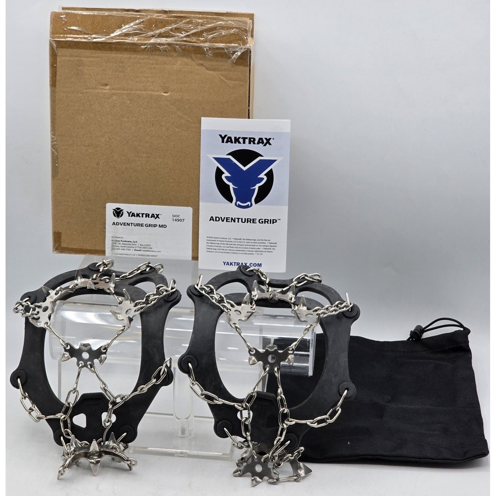 Yaktrax Adventure Grip Durable Winter Traction Device Stainless Steel Sz M‎